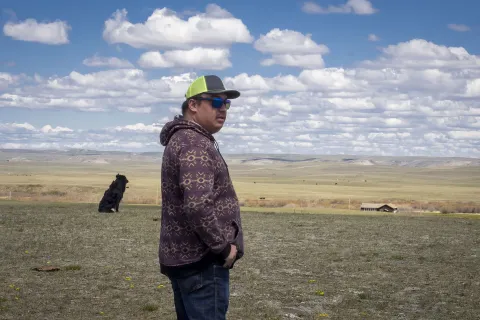 Paisaje seco de un rancho de ganado en época de sequía